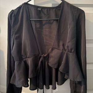 SHEIN Black Ruffle Blouse